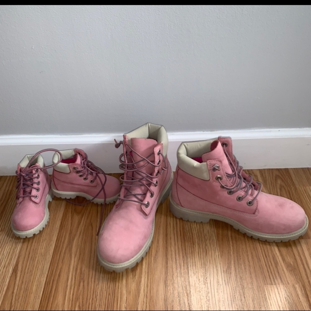 Pink mommy and me timberlands